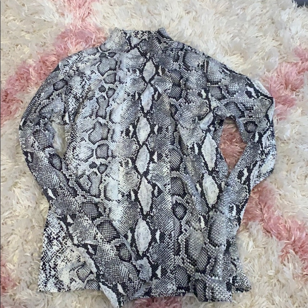 snakeskin mock neck
